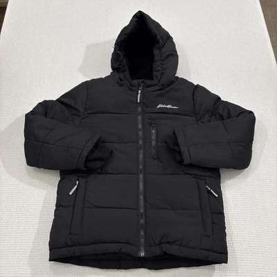 Chaqueta acolchada Eddie Bauer niños 6 con capucha aventura al aire libre calor escuela clásica Foto 1 de 4