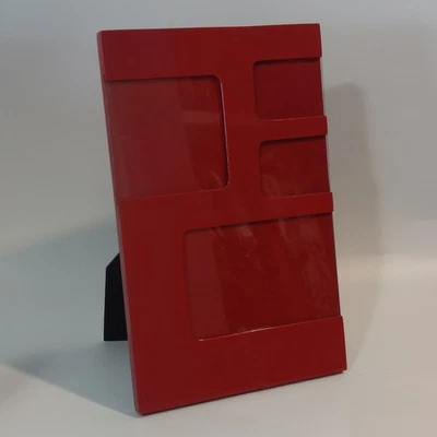 Retro Red Geometric Celluloid Collage Frame Mid Century Mod Atomic Pop Art 12" - Image 1 of 4