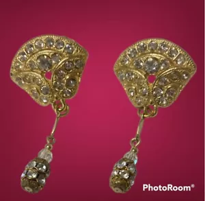 Giavan Designer Collection Chandelier Earrings Gold Ivory Crystal Secure PostNOS - Picture 1 of 8