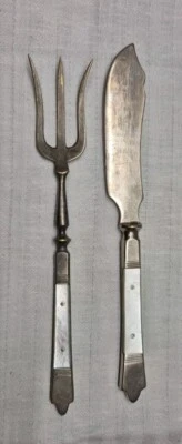 Antikes Vorlegebesteck Perlmutt Silberfarben - Bild 1 von 2