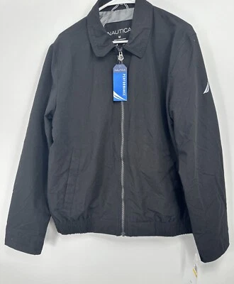 NUEVO CON ETIQUETAS Nautica Talla M Cremallera Completa Resistente al Agua y al Viento Chaqueta Abrigo Negro Foto 1 de 4