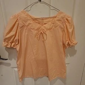 Vintage Square Dance Top Blouse Peach L/XL Cottage Prairie - Picture 1 of 6