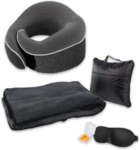 Premium Travel Set - Airplane Blanket and Pillow Set - U-Shape Pillow 360° 100% - Picture 1 of 6