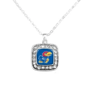 Kansas Jayhawks NCAA Crystal Square Necklace - Picture 1 of 1