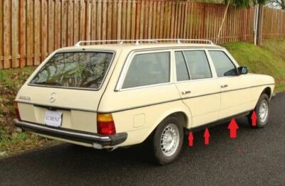 Mercedes Benz W123 300TD WAGOON ROCKER PANEL TOE BOARD MOULDING CHROME TRIMS 8PC - Image 1 of 4