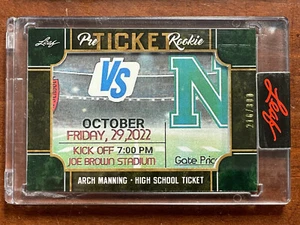 2023 Leaf ARCH MANNING # /300 GAME USED Isidore Newman HIGH SCHOOL ROOKIE TICKET - Picture 1 of 8