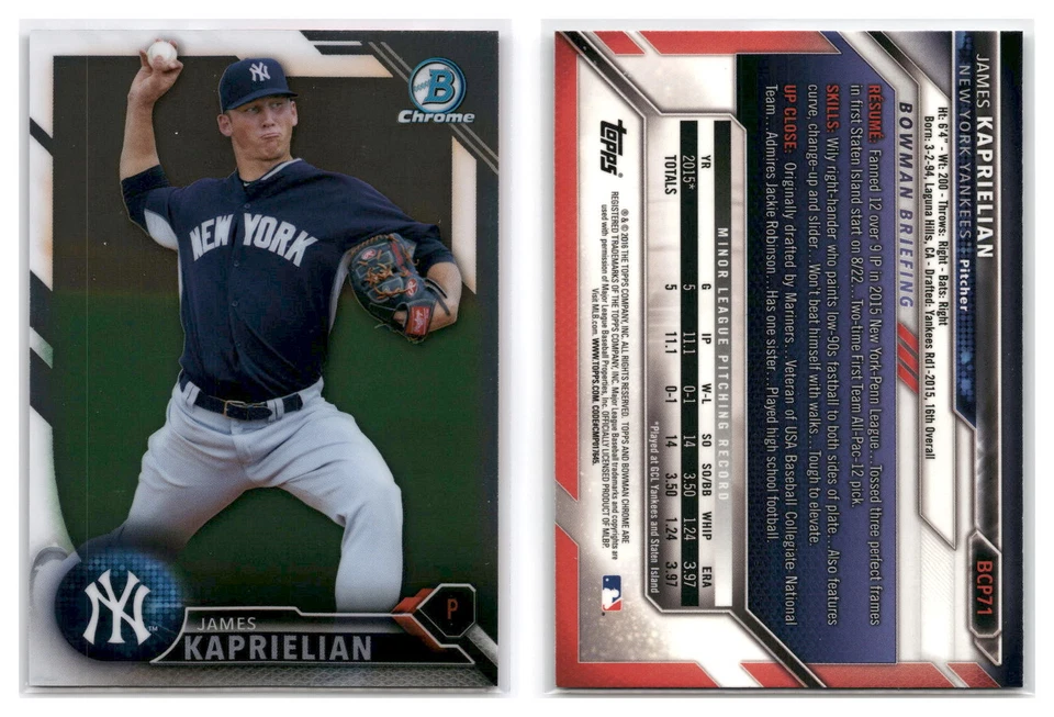 2016 Bowman Chrome Prospects #BCP71 James Kaprielian - New York Yankees - Image 1 of 1