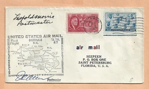 FIRST FLIGHT AM 87 DURHAM N.C TO NEW BERN N.C MAR 6,1948 SEEPEEN - Picture 1 of 1