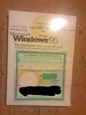 NEW Windows 95 OEM Genuine Licence Key and Certificate of Authenticity - Image 1 of 3