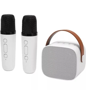 Mini Karaoke Machine Loud 2 Microphones Portable Bluetooth Speaker Party Gift - Picture 1 of 20
