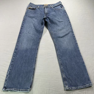 Ariat M2 Jeans Mens 34x34 Blue Denim Relaxed Boot Cut Loop Lock Western Work - Picture 1 of 14
