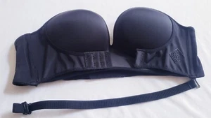 New Magic Bra Strapless Padded Push Up Clevage Bra 34AB Black Nylon Spandex - Picture 1 of 4