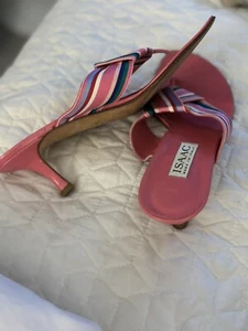 Isaac Mizrahi Stripe Thongs heels Size 8 - Picture 1 of 3