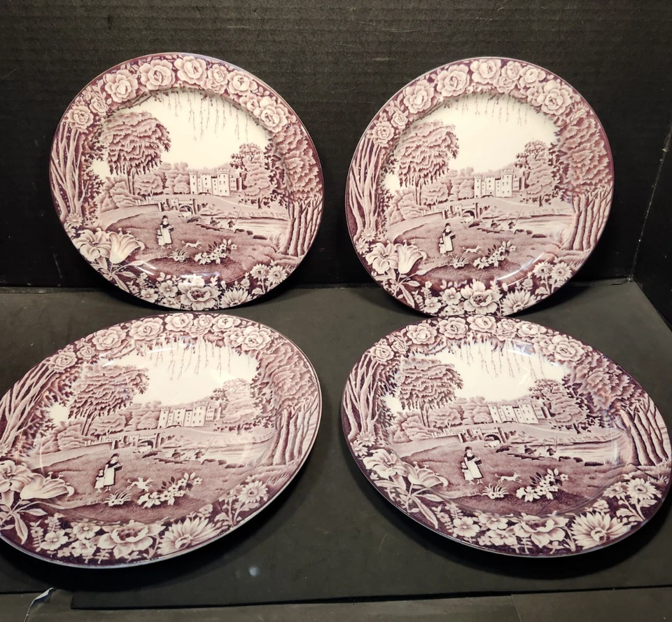 Wood and Sons Castles Plate Set of 4 Enoch Wood 9" Purple Plum - Image 1 of 4