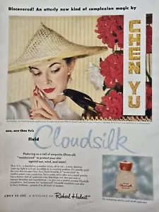 1951 Chen Yu Wolke Seide flüssig Make-up Vintage Kosmetik Frau asiatischer Hut Werbung - Bild 1 von 1