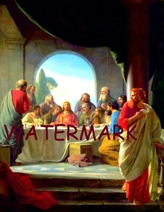 NEU CHRISTIAN DAS LETZTE ABENDMAHL JESUS BRICHT BROT KUNSTDRUCK FOTO - Bild 1 von 1