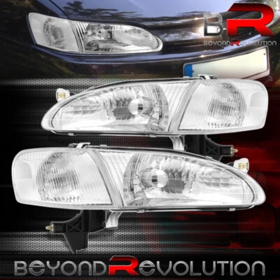 For 1998-2000 Corolla 4DR JDM Chrome Headlight LH RH + Clear Corner Bumper Lamps Foto 1 de 4