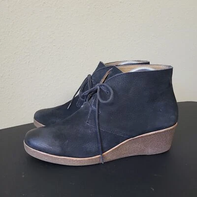 Botines con cordones de cuero con tacón de cuña negros Lucky Brand LK Junes para mujer talla US 10M Foto 1 de 4