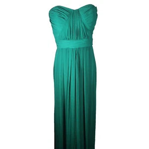 Vestido BADGLEY MISCHKA Talla 10 Verde Esmeralda Formal Sin Tirantes Poliéster Arrugado - Imagen 1 de 7
