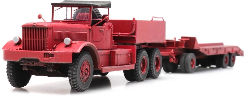 ARTITEC 387.430  Autocarro Diamond T con rimorchio rosso , uso  civile HO 1:87 - Immagine 1 di 4