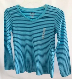 Old Navy Blue Striped Long Sleeve Cotton Tee - Size 10-12 Years New With Tag! - Picture 1 of 2