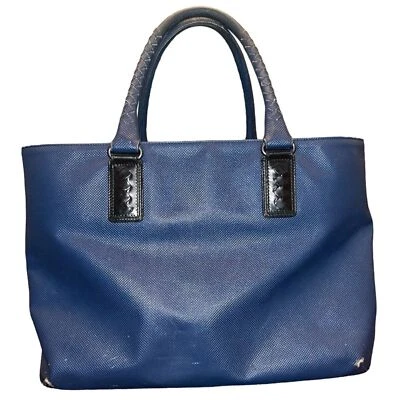 Vintage Classic Bottega Veneta Navy Blue Preowned Tote Shoulder Bag - Image 1 of 4