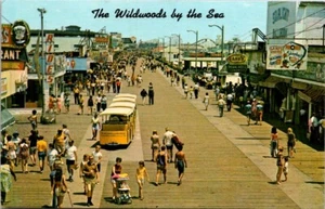 Postcard Wildwoods By The Sea Boardwalk Scene New Jersey NJ Crease - Picture 1 of 2