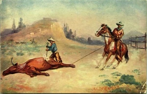 Branding Cowboys Pferd Vieh a/s RA Davenport Postkarte - Bild 1 von 2