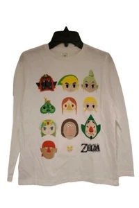 New Nintendo Legend of Zelda Emoji Faces Youth Medium 90s Gaming White L/S Tee - Picture 1 of 4