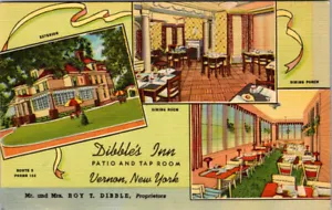 VERNON, NEW YORK - DIBBLE'S INN RESTAURANT - MEHRFACHANSICHT LEINEN-POSTKARTE - Bild 1 von 2
