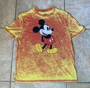 Disney Store Mickey Mouse Red Yellow Youth XL Splatter Spray Tie Dye Thin - Picture 1 of 4