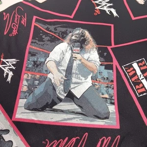 Fabric WWF Wrestling Raw Vintage Quilt Rare Black Unused NOS - Picture 1 of 7