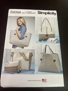 Simplicity 9398 Uncut Sewing Pattern Purse Handbag Tote Bag Cosmetic Bag - Picture 1 of 1