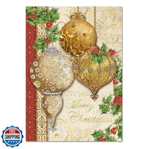 Punch Studio Gold Christmas Ornaments Dimensional Holiday Greeting Cards - Se - Picture 1 of 5