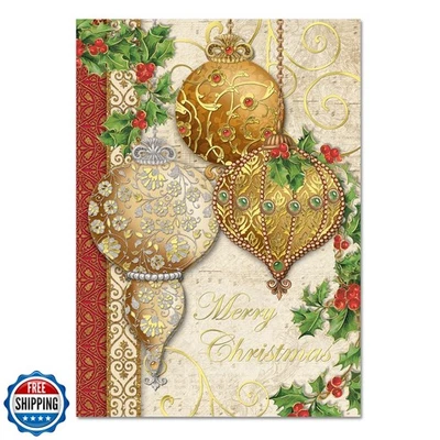 Punch Studio Gold Christmas Ornaments Dimensional Holiday Greeting Cards - Se - Image 1 of 4