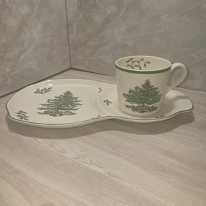 Spode Christmas Tee & Toast Set Santa Milch und Kekse Becher Teller Stechpalme Mistelzweig - Bild 1 von 14