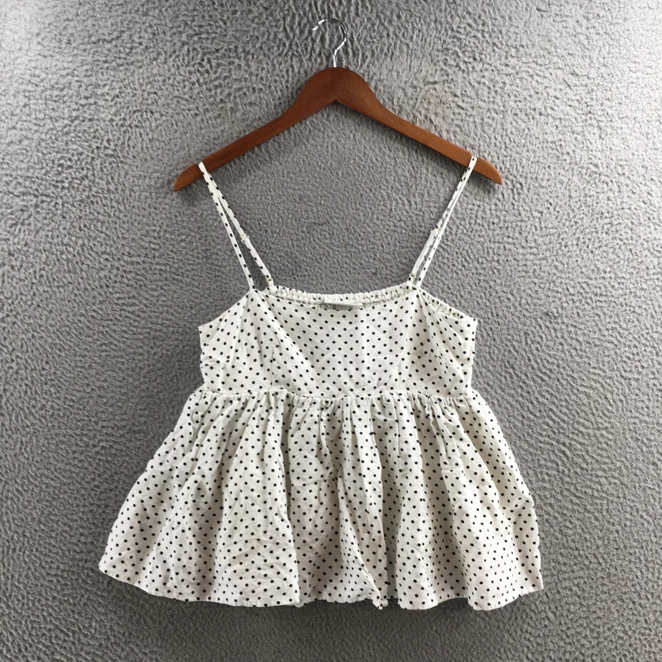 Kate Spade Peplum Top Womens S White Polka Dot Sleeveless Pull On Casual Stretch - Image 1 of 4