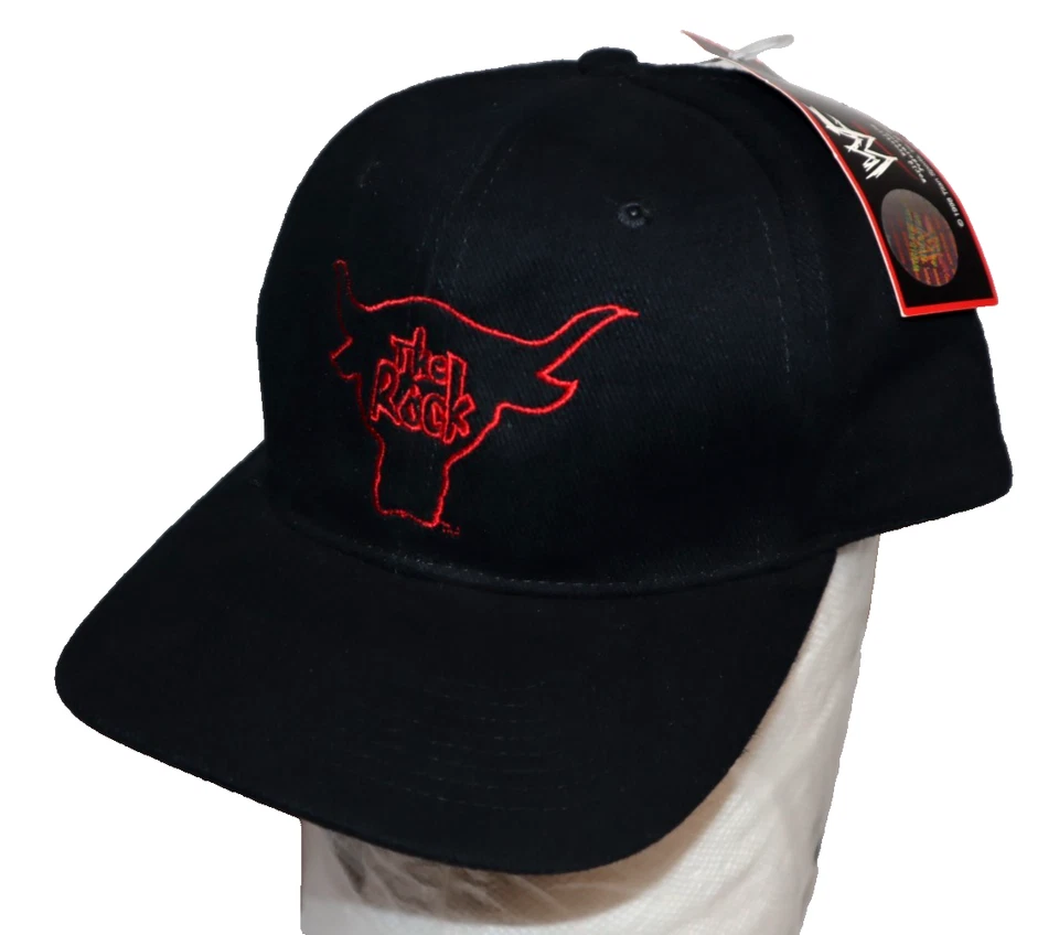 THE ROCK VTG HAT NEW W/ TAG WWF ATTITUDE SNAPBACK ROCK HARD BULL 1998 NWT RARE - Image 1 of 4