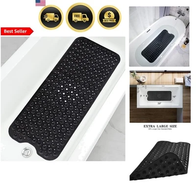 Bath Floor Mat Non Slip Large Shower Tub Mat Safety Drain Holes 39x16 Inches - Image 1 of 4
