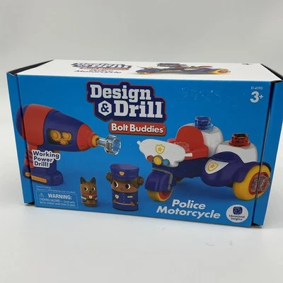 NEW Design & Drill Bolt Buddies Police Motorcycle Toy Take Apart Toy w/ Drill - Image 1 of 4