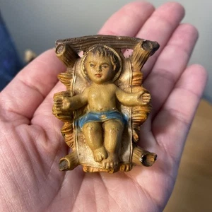 Vintage Fontanini Jesuskind in Krippe 5" Sammlung Resin 1 Stück Made in Italy - Bild 1 von 9