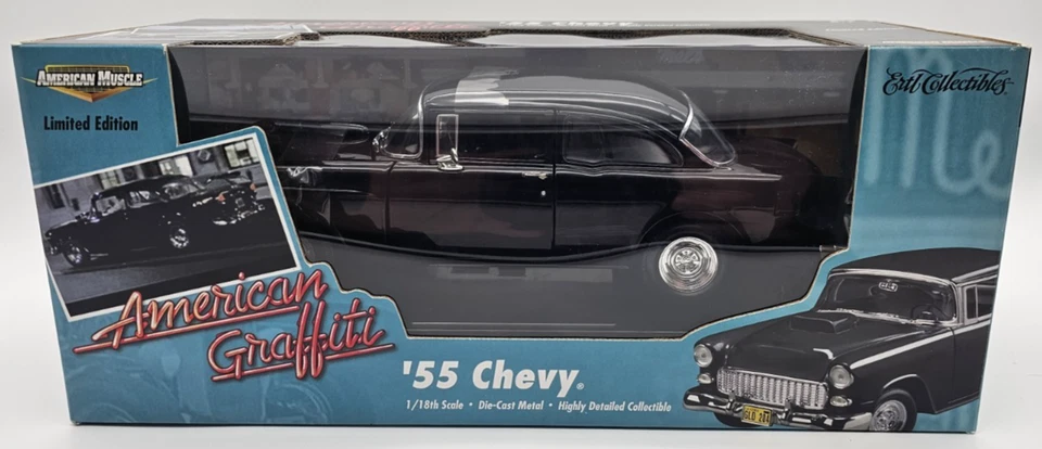 ERTL American Muscle: American Graffiti - 1955 Chevy Limited Edition 1/18 Scale Model Car - Black (32080)