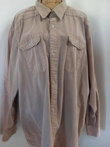 Levi Strauss Denim Button Down Hemd Größe 3XL Marke zwei Pferde verfärbt hellbraun - Bild 1 von 6