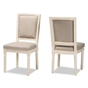 Baxton Studio Louane Grey and White Finished Wood 2-Piece Dining Chair Set - Picture 1 of 9