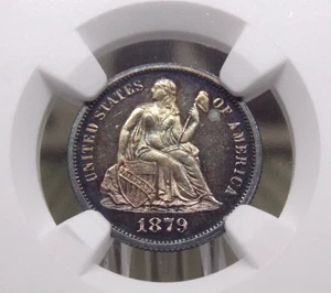 1879 Seated Liberty PROOF Silver Dime 10c NGC PF64 CAMEO #003 ECC&C, Inc. - Picture 1 of 8
