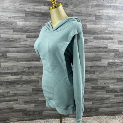 Sudadera con capucha de enfermería enganchada para mamá talla XL verde azulado suave polar Foto 1 de 4