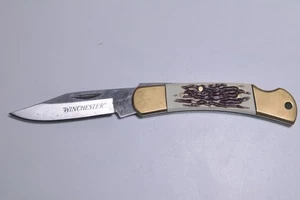 Winchester Small Imitation Stag Locking Pocketknife 5 7/8 Inches  - Picture 1 of 4