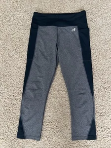 bcg Women’s Grey/Black Colorblock Capri Yoga Leggings with Pockets Size Small - Picture 1 of 9