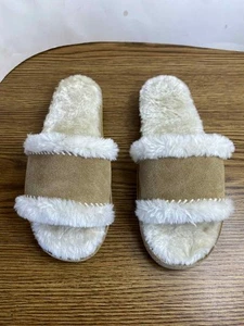 Minnetonka Leder Kunstfell braun 40992 Slipper Slipper Sandalen Indoor Größe 7M - Bild 1 von 7