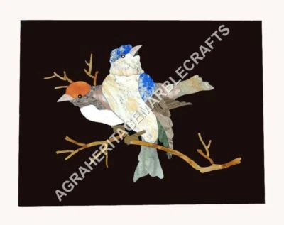 18"x12" Marble Coffee Garden Table Top Bird Marquetry Inlay Living Decor E492 - Image 1 of 4